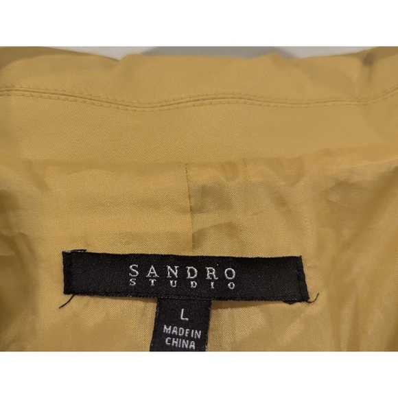 Sandro Studio Mustard Yellow Round Collar Tie Waist Jacket Size Large - Picture 4 of 8